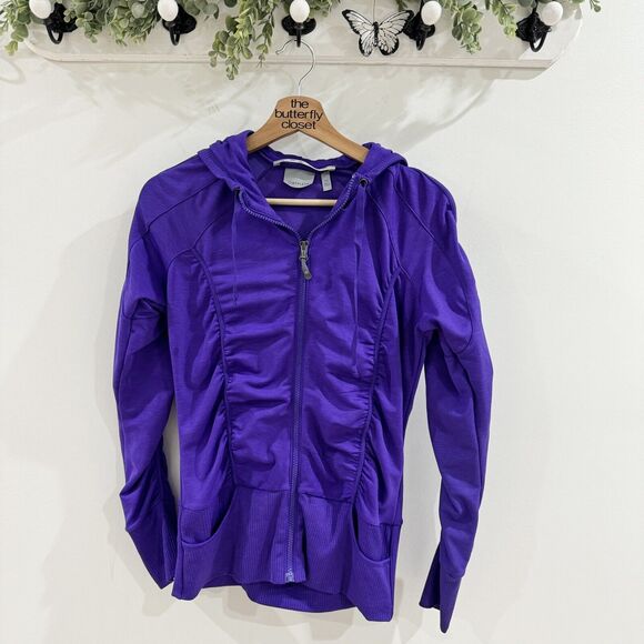 Athleta Jackets & Blazers - Athleta Circuit long sleeve fitted ruched zip up hoodie jacket XS